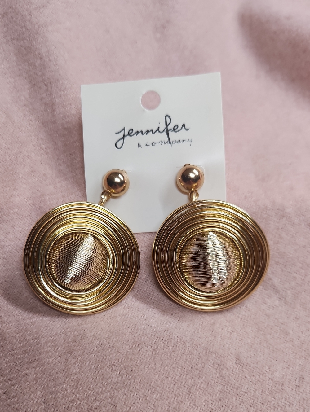 Jennifer & Company Wire Wrapped Gold Round Drop Earrings